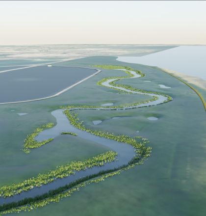 Een illustratie van een luchtfoto van het project Life Watersource in Andijk 